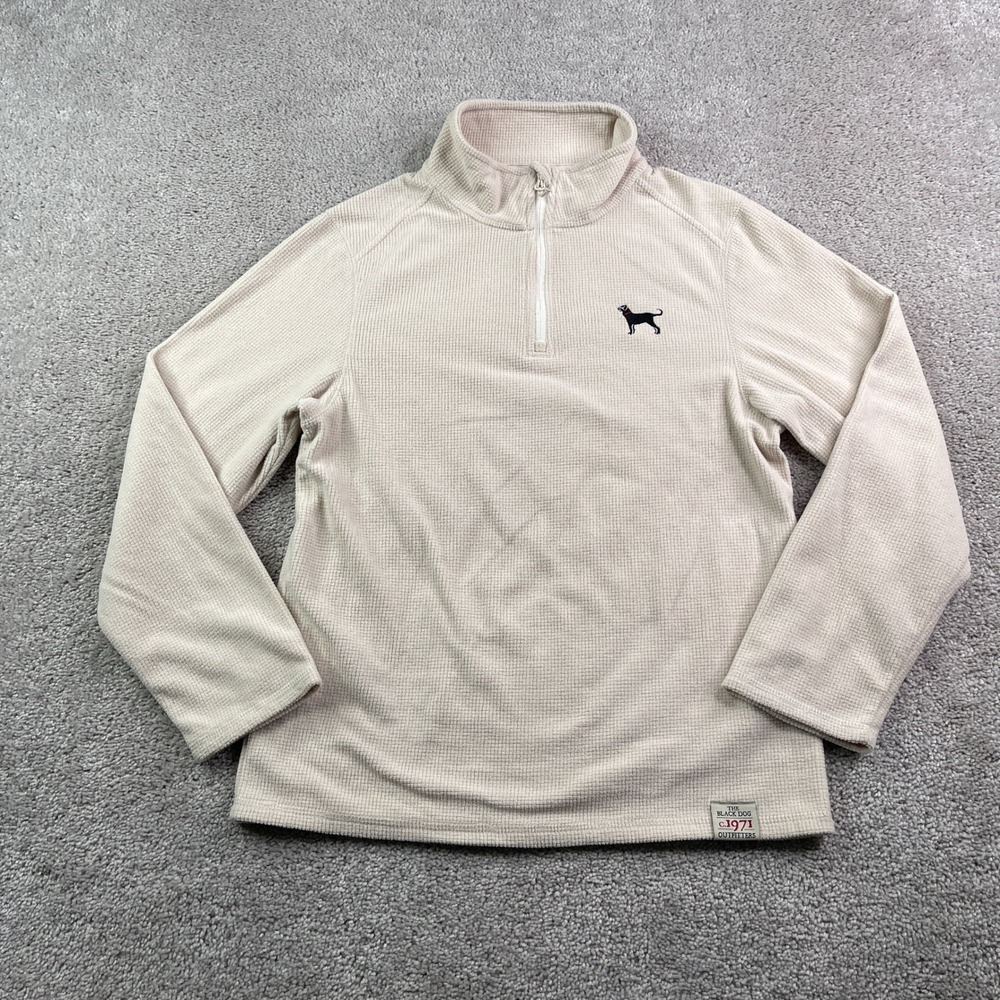 The Black Dog Fleece Pullover Kids Large Tan Waffle Knit Quarter Zip Coastal